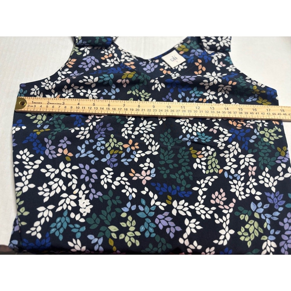 Cabi Cinco Floral Shift Dress S EUC Blue Multicolor V-Neck Coquette Cottagecore - Picture 8 of 10
